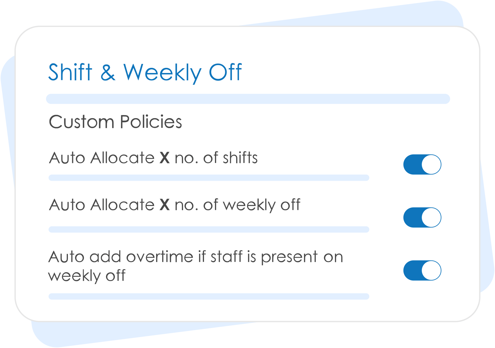 Set custom overtime policies for shift and weekly off